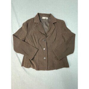 Kim Rogers Women's Brown Petite 16P Long Sleeve 3 Button Blazer Jacket Used